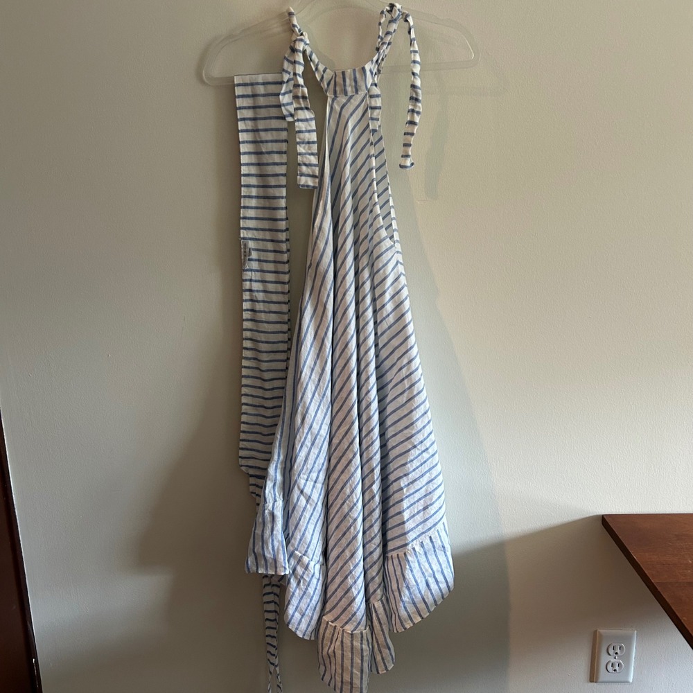 Scacco Matto Linen Dress Made in Italy Customizable Sizing with Tie Belt
